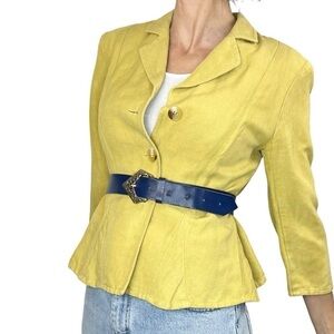 Jones New York lightweight yellow tailored 3/4 sleeve jacket 8